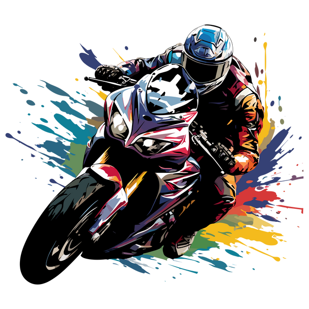 Motorcyclist Color Drip DTF (direct-to-film) Transfer