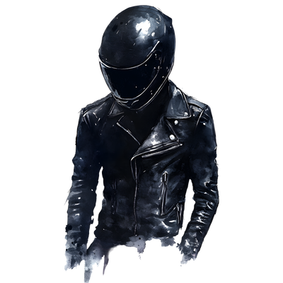 Motorcyclist in All Black DTF (direct-to-film) Transfer