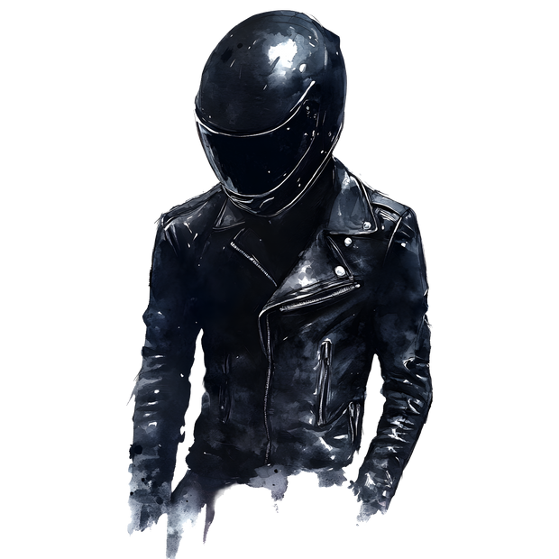 Motorcyclist in All Black DTF (direct-to-film) Transfer