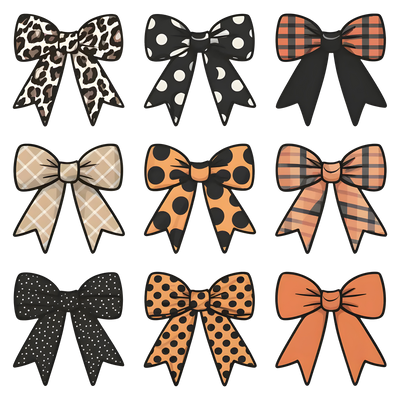 Multi Color Bow Coquette Halloween DTF (direct-to-film) Transfer