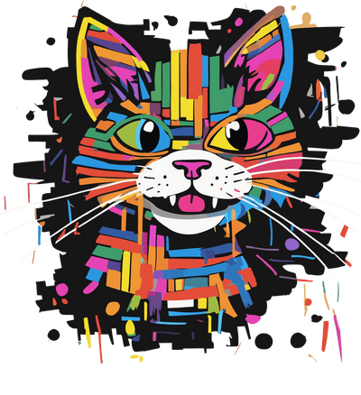 Multicolored Eyed Cat Color Drip DTF (direct-to-film) Transfer