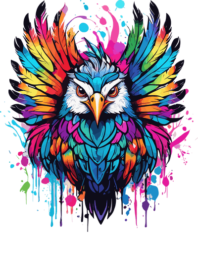 Multicolored Feathers Color Drip DTF (direct-to-film) Transfer