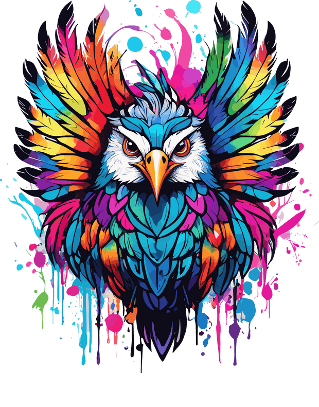 Multicolored Feathers Color Drip DTF (direct-to-film) Transfer