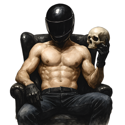 Muscular Biker With Skull DTF (direct-to-film) Transfer