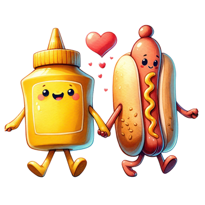 Mustard & Hotdog Love DTF (direct-to-film) Transfer