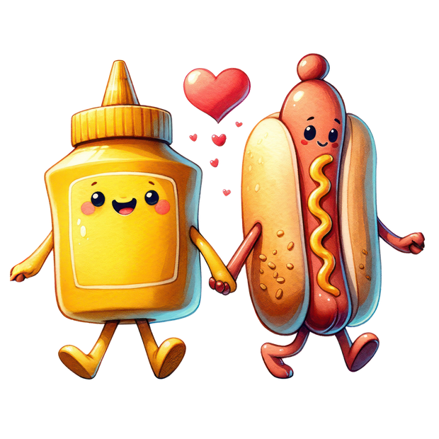 Mustard & Hotdog Love DTF (direct-to-film) Transfer