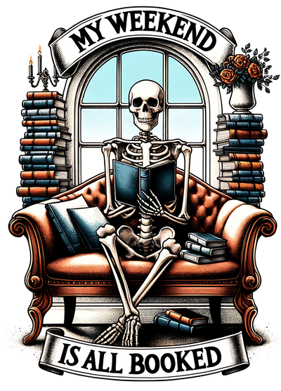 My Weekend is all Booked Stacks of Books DTF (direct-to-film) Transfer