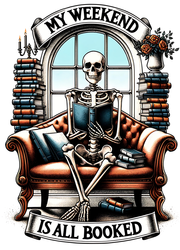 My Weekend is all Booked Stacks of Books DTF (direct-to-film) Transfer