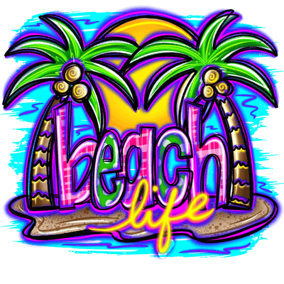 Neon Beach Life DTF (direct-to-film) Transfer