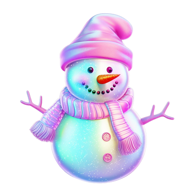 Neon Pink Snowman DTF (direct-to-film) Transfer