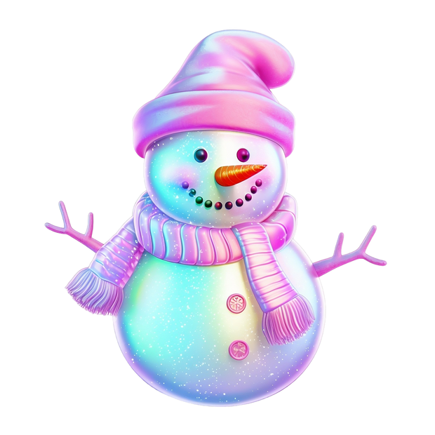 Neon Pink Snowman DTF (direct-to-film) Transfer