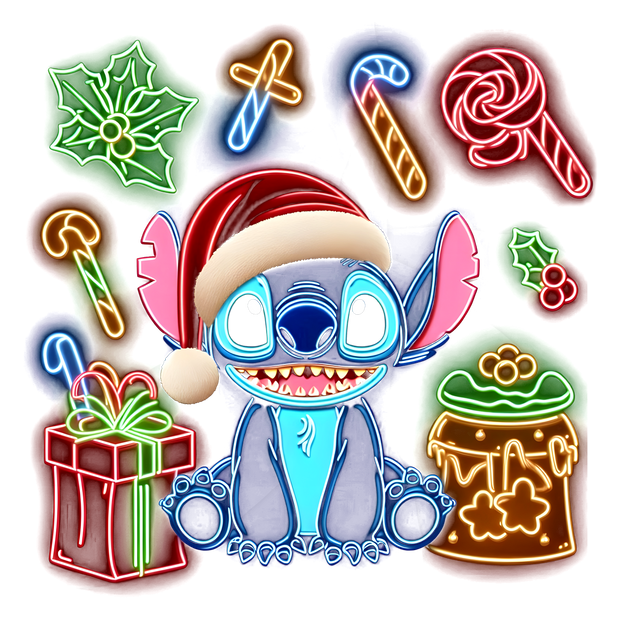 Neon Stitch and Candy Canes With a Gift DTF (direct-to-film) Transfer