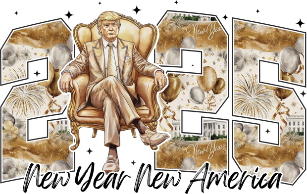 New Year Trump in Gold 2025 DTF (direct-to-film) Transfer