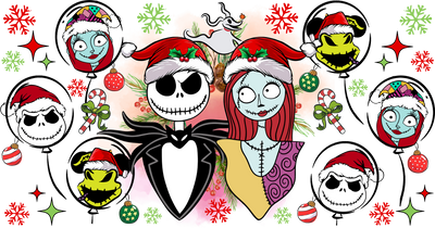 Nightmare Before Christmas Characters With Snowflakes DTF (direct-to-film) Transfer