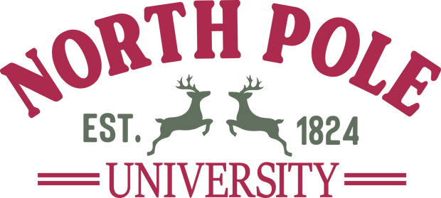 North Pole University Red Direct to Film DTF Transfer - Twisted Image Transfers