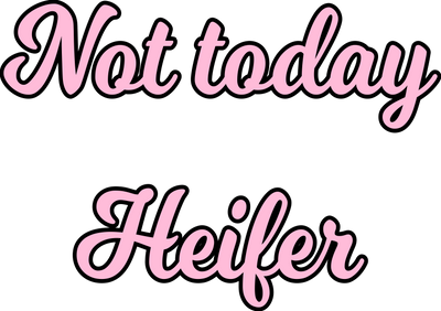 Not Today Heifer Pink Font in Cursive DTF (direct-to-film) Transfer