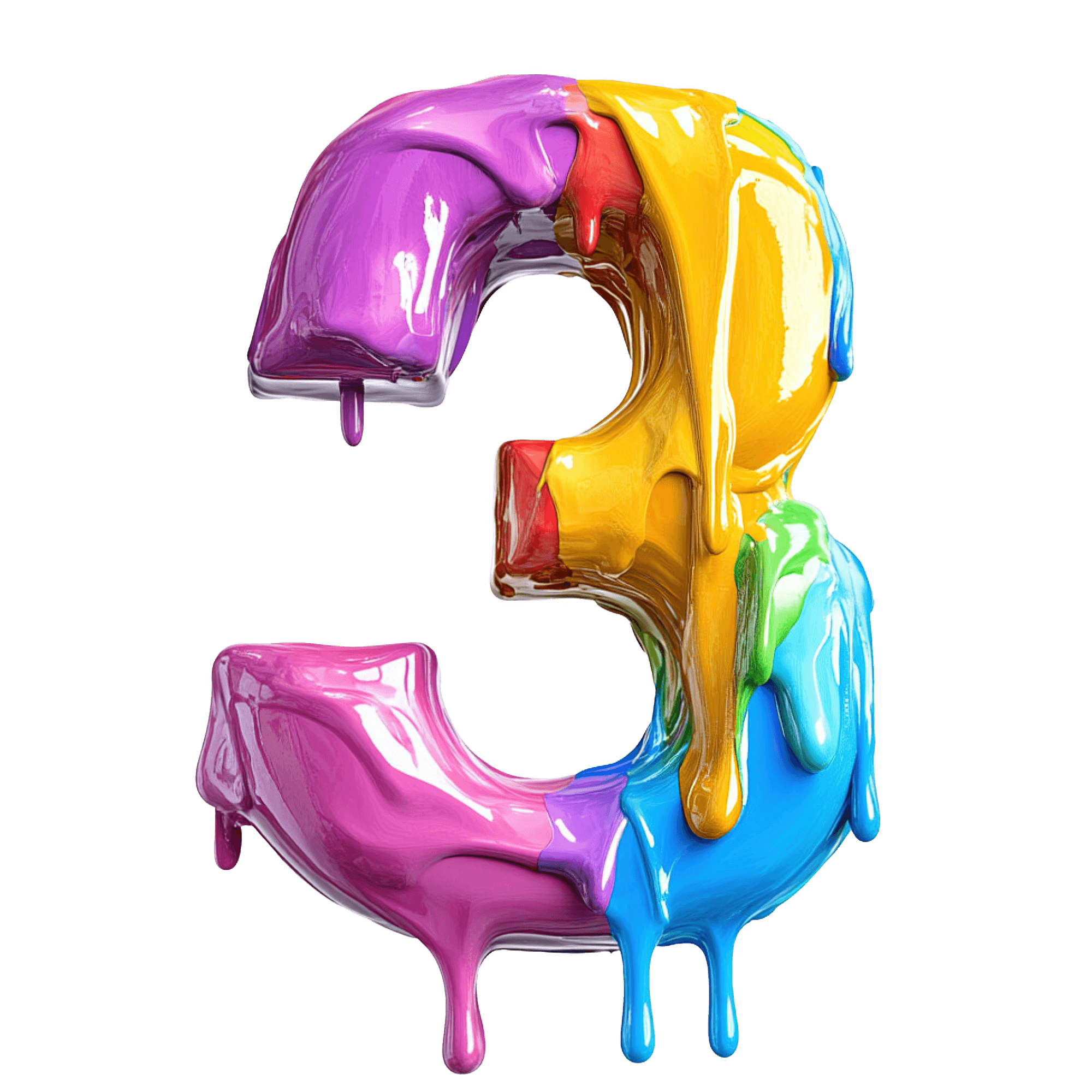 Number Three Color Drip DTF (direct-to-film) Transfer – Twisted Image ...