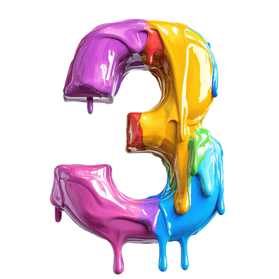 Number Three Color Drip DTF (direct-to-film) Transfer