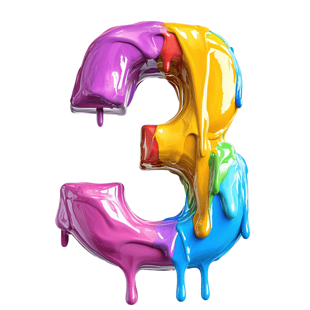 Number Three Color Drip DTF (direct-to-film) Transfer