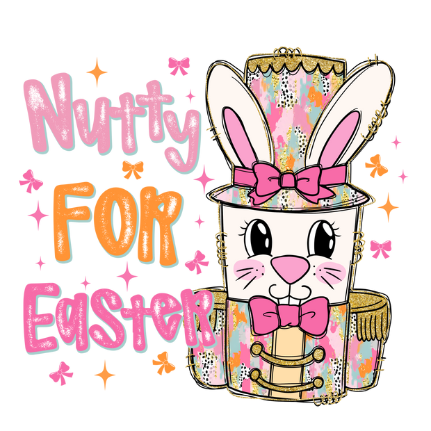 Nutty For Easter With  Bunny Cake In Pink And White DTF (direct-to-film) Transfer