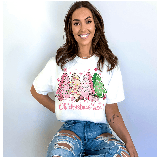 T-Shirt with Oh Christmas Tree Design with Direct to Film (DTF) Transfer - Twisted Image Transfers