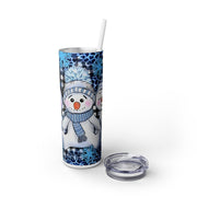 Snow Characters Blue Snowflakes & Caps 20 oz Skinny Tumbler Wrap