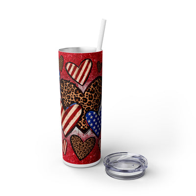 4th of July Hearts 20 oz. Skinny Straight UV DTF Tumbler Wrap