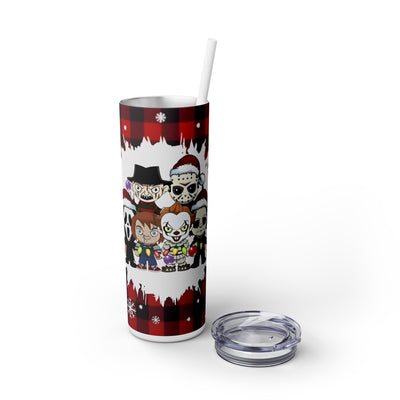 Christmas Red Plaid & Scary Characters 20 oz Skinny Tumbler Wrap