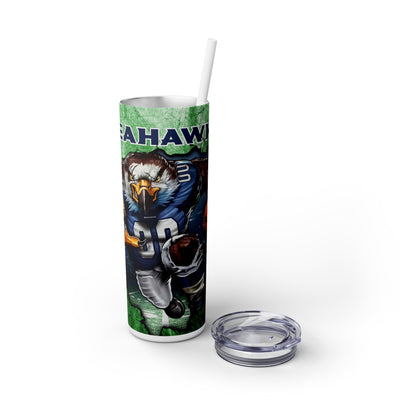 Seattle Seahawks With Animated Football Player UV-DTF 20 oz Skinny Tumbler Wrap