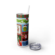 Twelve Days Of Grinchmas Collage In Green And Red UV-DTF 20 oz Skinny Tumbler Wrap