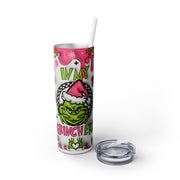 In My Grinch Era With Dripping Pink And Black White Checks UV-DTF 20 oz Skinny Tumbler Wrap