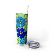 Flower Power In Blue Yellow Green 1  UV-DTF 20 oz Skinny Tumbler Wrap