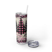 Trio Plaid Trees Christmas in Pink 20 oz Skinny Tumbler Wrap