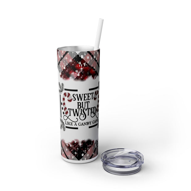 Sweet & Twisted Like a Candy Cane Plaid 20 oz Skinny Tumbler Wrap