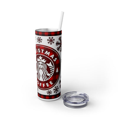 Plaid Christmas Coffee Checklist 20 oz Skinny Tumbler Wrap