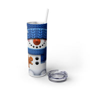 Peek a Boo Snowman in Blue 20 oz Skinny Tumbler Wrap