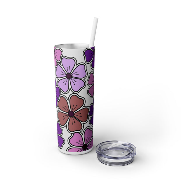 Flower Power In Purple And Pink 8 UV-DTF 20 oz Skinny Tumbler Wrap