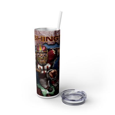 Washington Commanders With Animated Football Player UV-DTF 20 oz Skinny Tumbler Wrap