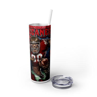 Tampa Bay Buccaneers With Animated Football Player UV-DTF 20 oz Skinny Tumbler Wrap