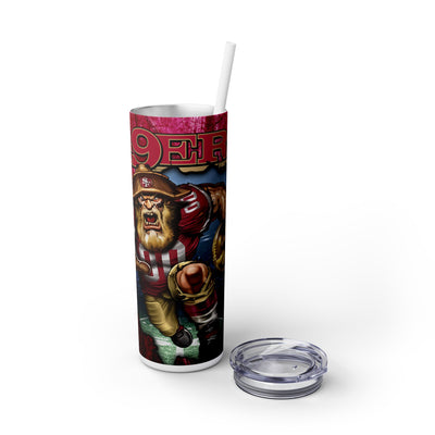 San Francisco 49ers With Animated Football Player UV-DTF 20 oz Skinny Tumbler Wrap