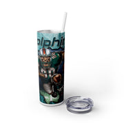 Miami Dolphins With Animated Football Player UV-DTF 20 oz Skinny Tumbler Wrap