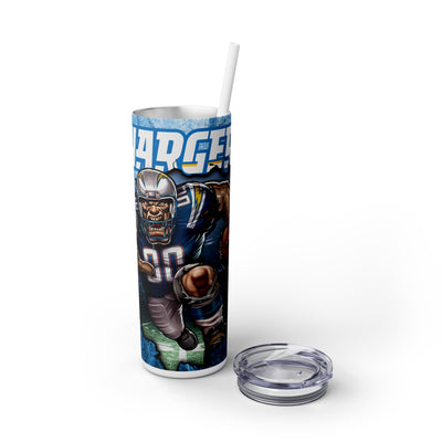 Los Angeles Chargers With Animated Football Player UV-DTF 20 oz Skinny Tumbler Wrap