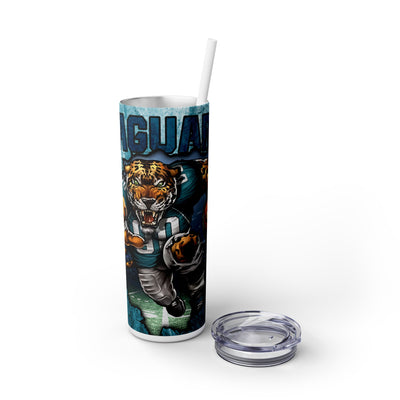 Jacksonville Jaguars With Animated Football Player UV-DTF 20 oz Skinny Tumbler Wrap