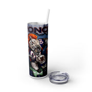 Denver Broncos With Animated Football Player UV-DTF 20 oz Skinny Tumbler Wrap