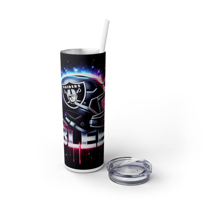 Raiders I Bleed  Football Helmet With Team Logo  UV-DTF 20 oz Skinny Tumbler Wrap