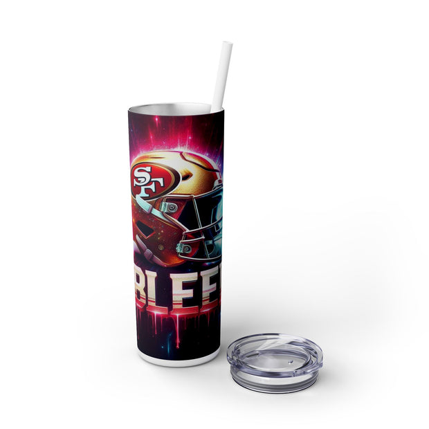 San Francisco  I Bleed  Football Helmet With Team Logo  UV-DTF 20 oz Skinny Tumbler Wrap