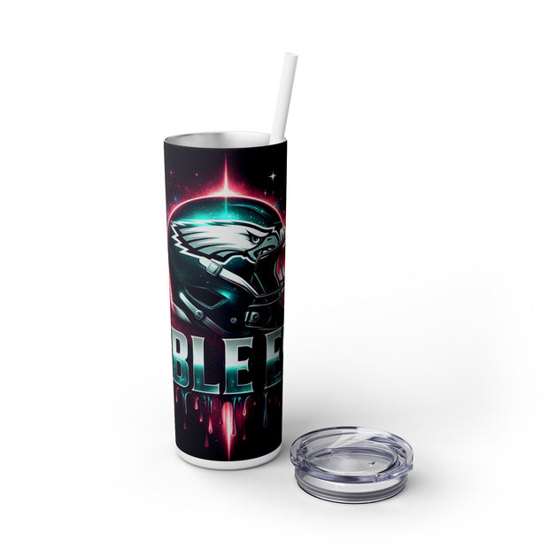 Philadelphia Eagles  I Bleed  Football Helmet With Team Logo UV-DTF 20 oz Skinny Tumbler Wrap