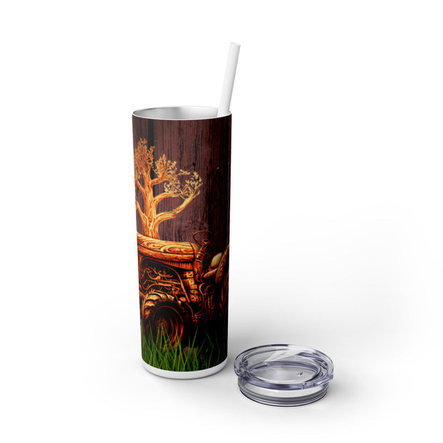 Wood Tractor UV DTF Wraps for 20 oz Skinny Tumbler