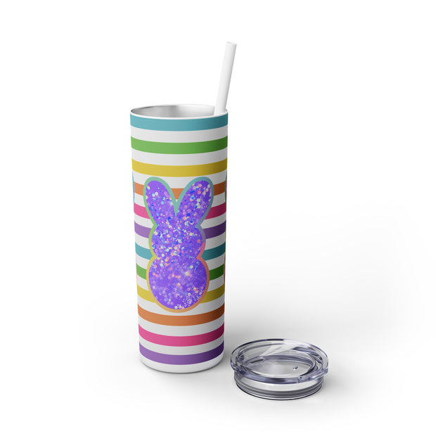 Rainbow And Glitter Bunny 20oz Skinny Straight UV DTF Tumbler Wrap