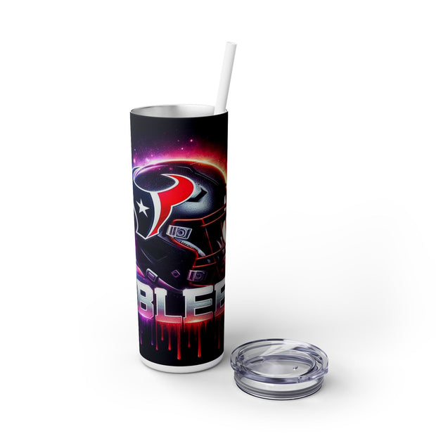 Houston I Bleed  Football Helmet With Team Logo UV-DTF 20 oz Skinny Tumbler Wrap